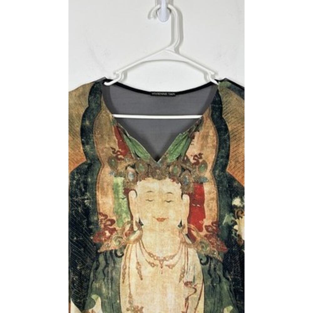 RARE VTG Vivienne Tam Buddha Mesh Back Long Sleeve Top XS? SEE MEASUREMENTS - Picture 2 of 9